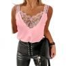 Women y Solid Color Sleeveless V Neck Le Trim Bottoming Top Vest Camisole
