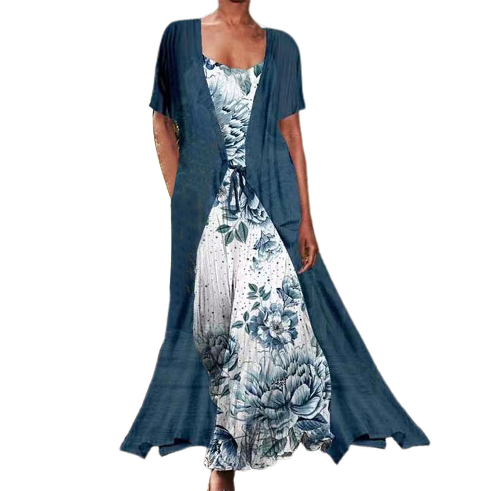 Ladies Dress Anti-shrink Flower Decor Women Dress with Shawl