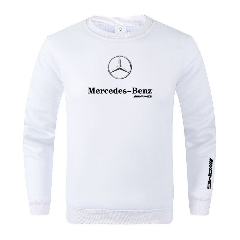 Fall Plus Cashmere Men's Sweatshirt Mercedes-Benz Printing Daily Street Wear up Sweatshirt Crew Neck Men