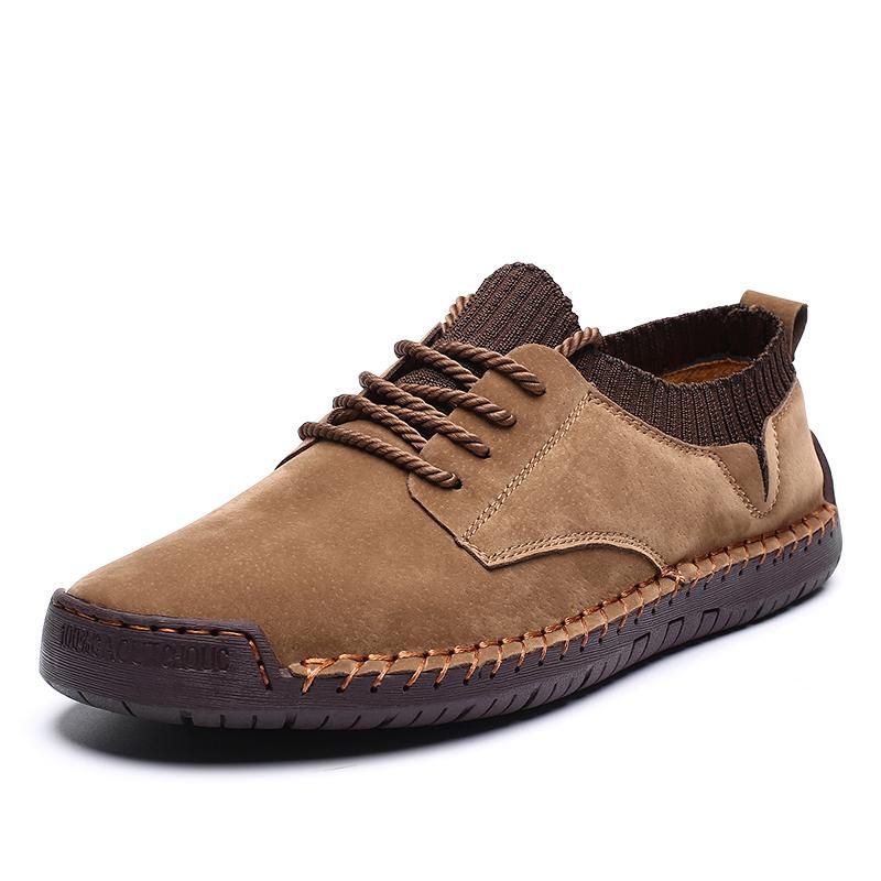 New Spring Men's Shoes Lace-up Men Outdoor Casual Shoes Quality Suede Leather Loafers Man Flats Shoes Moccasins Shoes