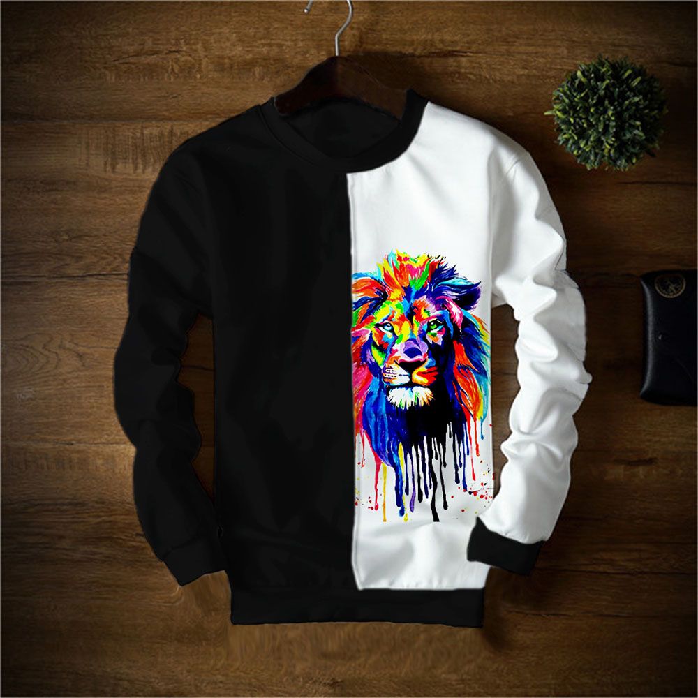 Mens Full Sweatshirt White Lion