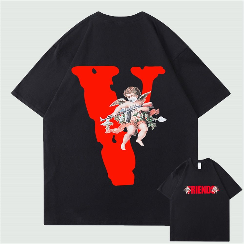 Trend Oversized VLONE Men T Shirt 100% Cotton Streetwear Women's T-shirt USA Summer Short Sleeve Brand  Hop Tshirt An AK47
