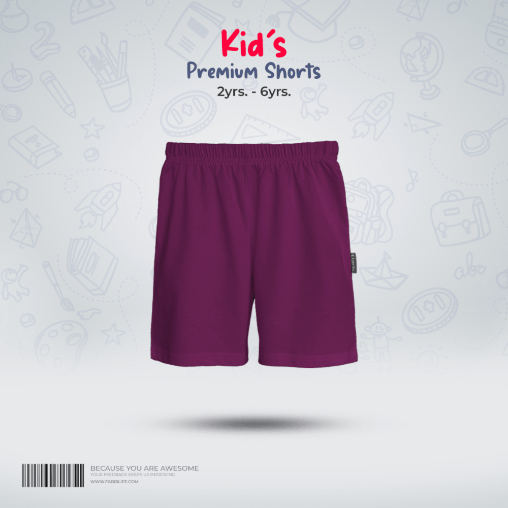 Fabrilife Kids Premium Cotton Shorts- Purple