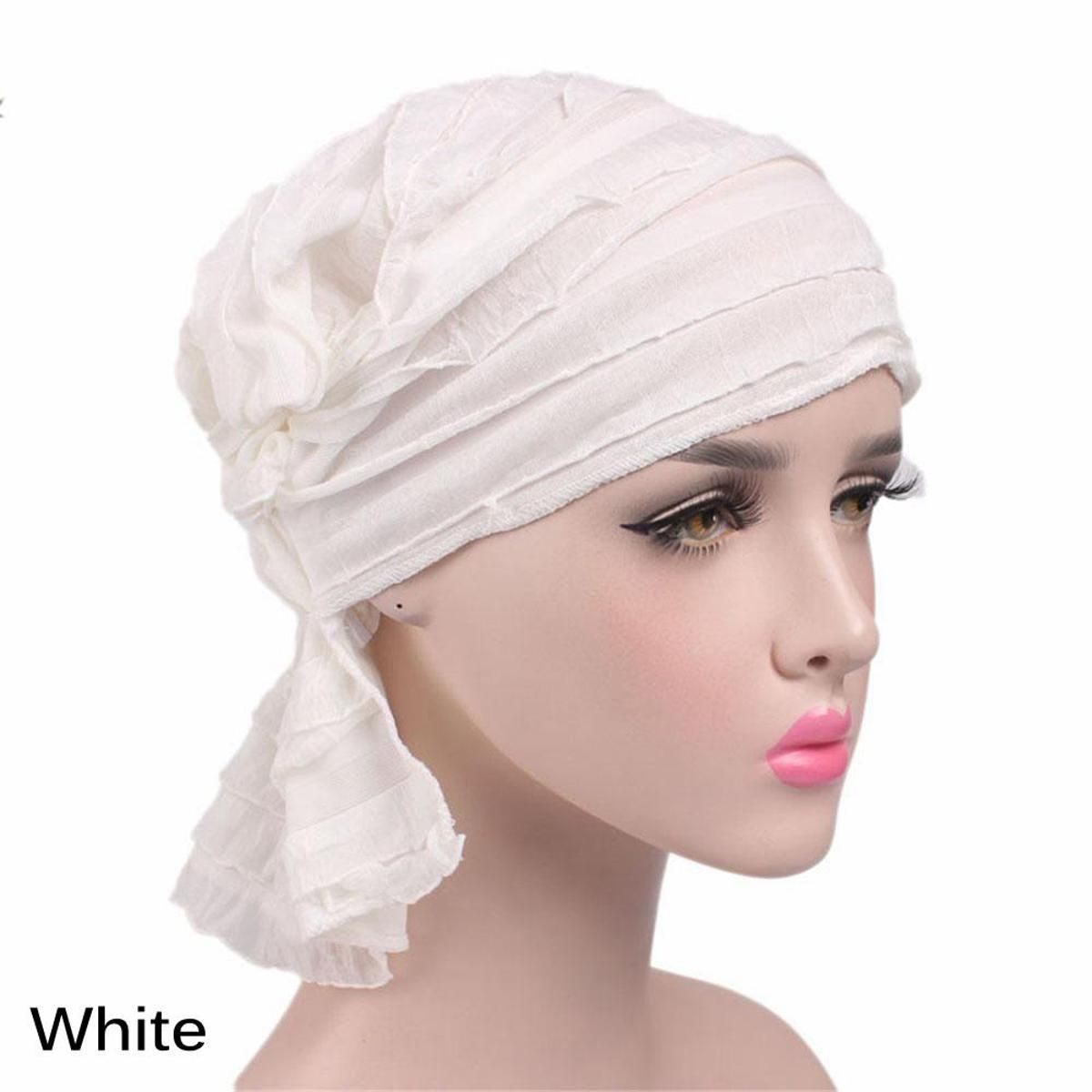 【ALLGOOD】Accessories Headwear Bandana Ruffle Chiffon Scarf Beanie Cap Cancer Chemo Hat Head Wrap