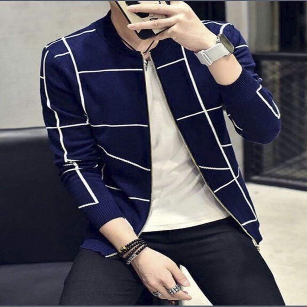 The Fashion Mart Navy Striped colour stylish Jacket For Men
