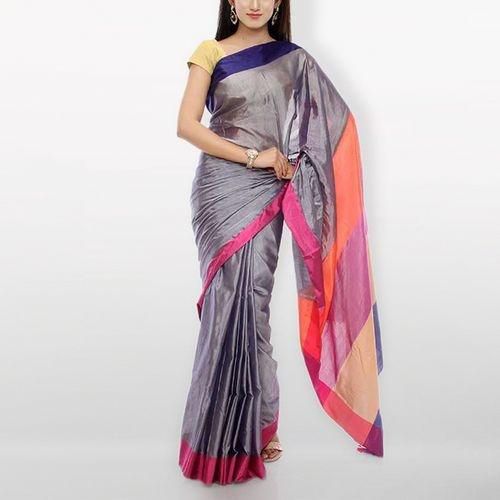 Gray  Tosor  Silk  Saree  For  Women