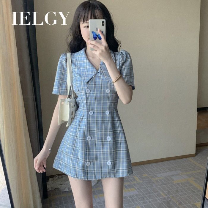 IELGY New style temperament sweet and salt waist slimming French dress women