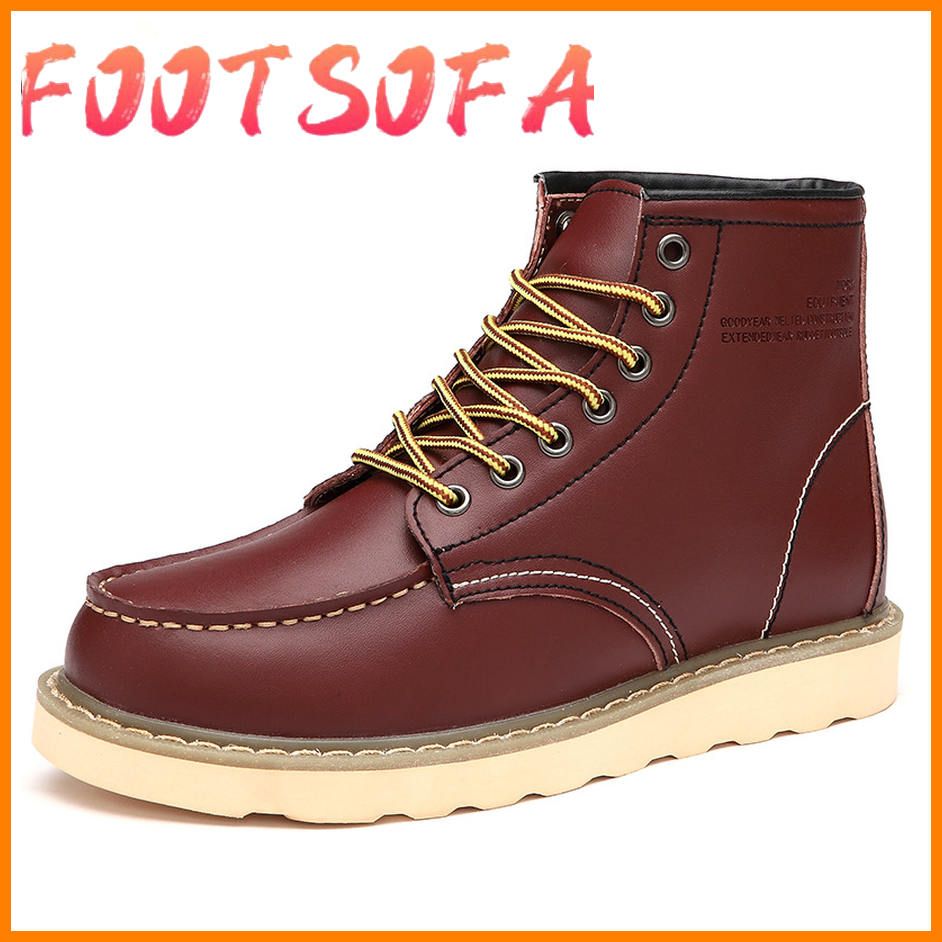 Men's Martins Boots American retro tooling boots Casual Crazy Horse Leather Men's Boots Vintage Man Lace up Ankle Boots
