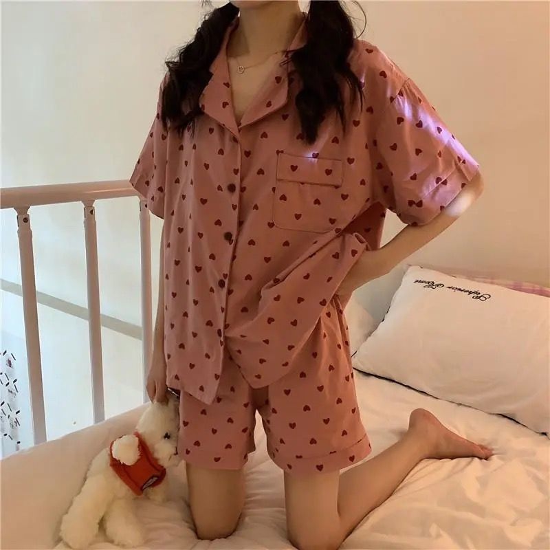 Pajama Sets Women Plaid Elegant Students Korean Style Sleepwear Lace Short Sleeve Pajamas Sweet Ins Chic Lounge Wear Outwear