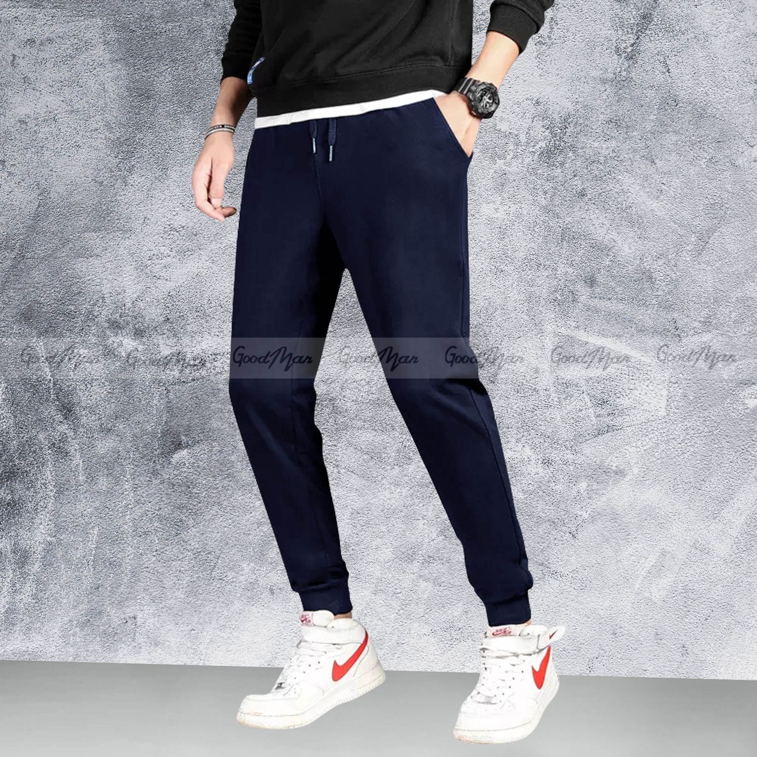 Dark Gray Cotton Slim Fit Sweatpants for Men new 2022