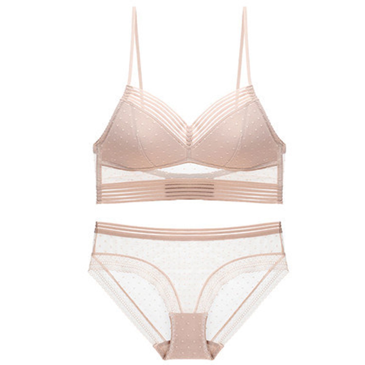 Women Underwear Set Wireless U Shape See Through Bra Bralette Underpants for Inside Wear