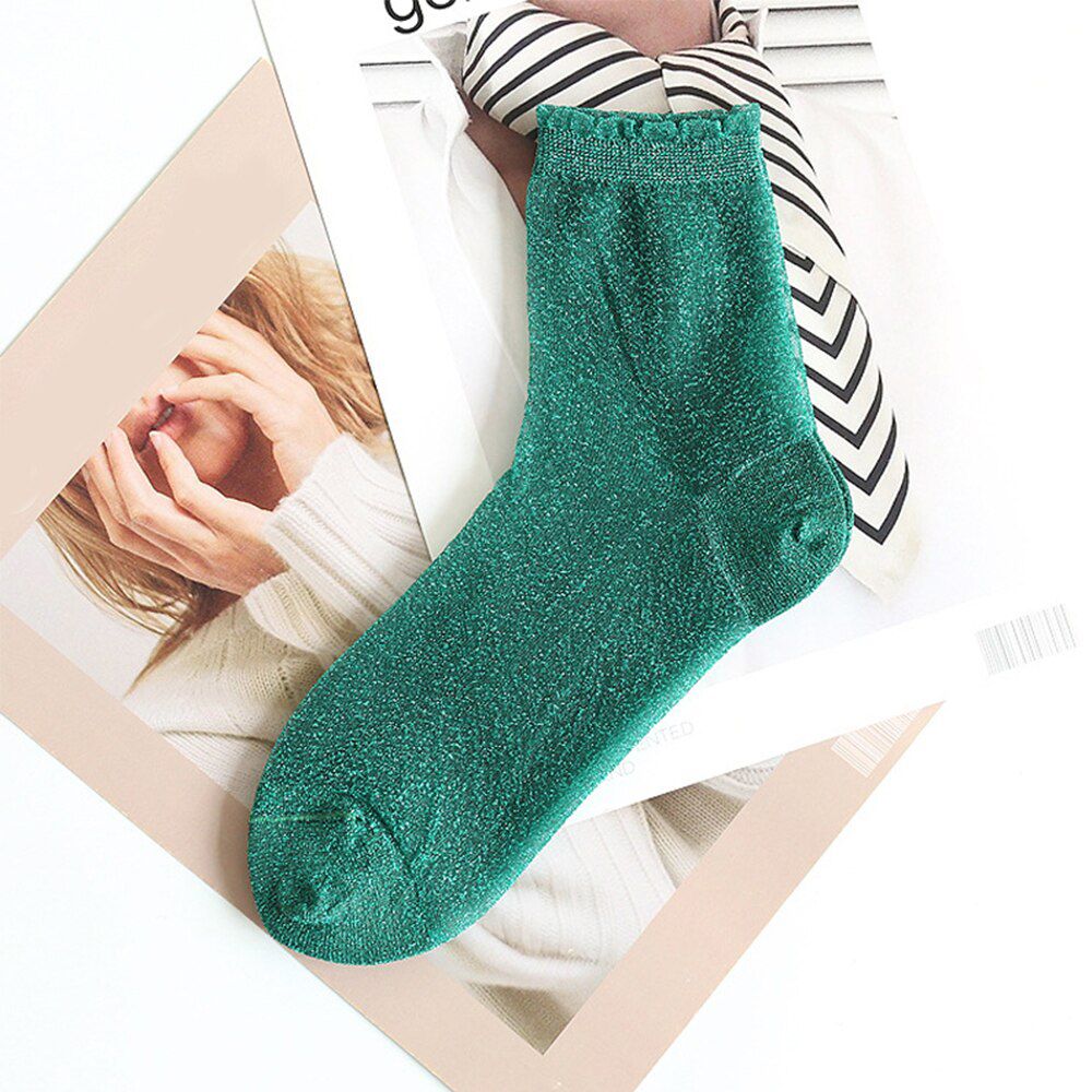 Women Girls Glitter Ankles Socks Spring Summer Thin Gauze Transparent Lady Short Socks Soft Comfortable Shiny sokken