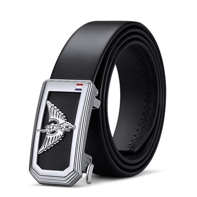 WILLIAMPOLO Belts For Men Cowskin Fashion Automatic Bucklet Belt Luxury Design Belt Men Pasek PL20336-38P