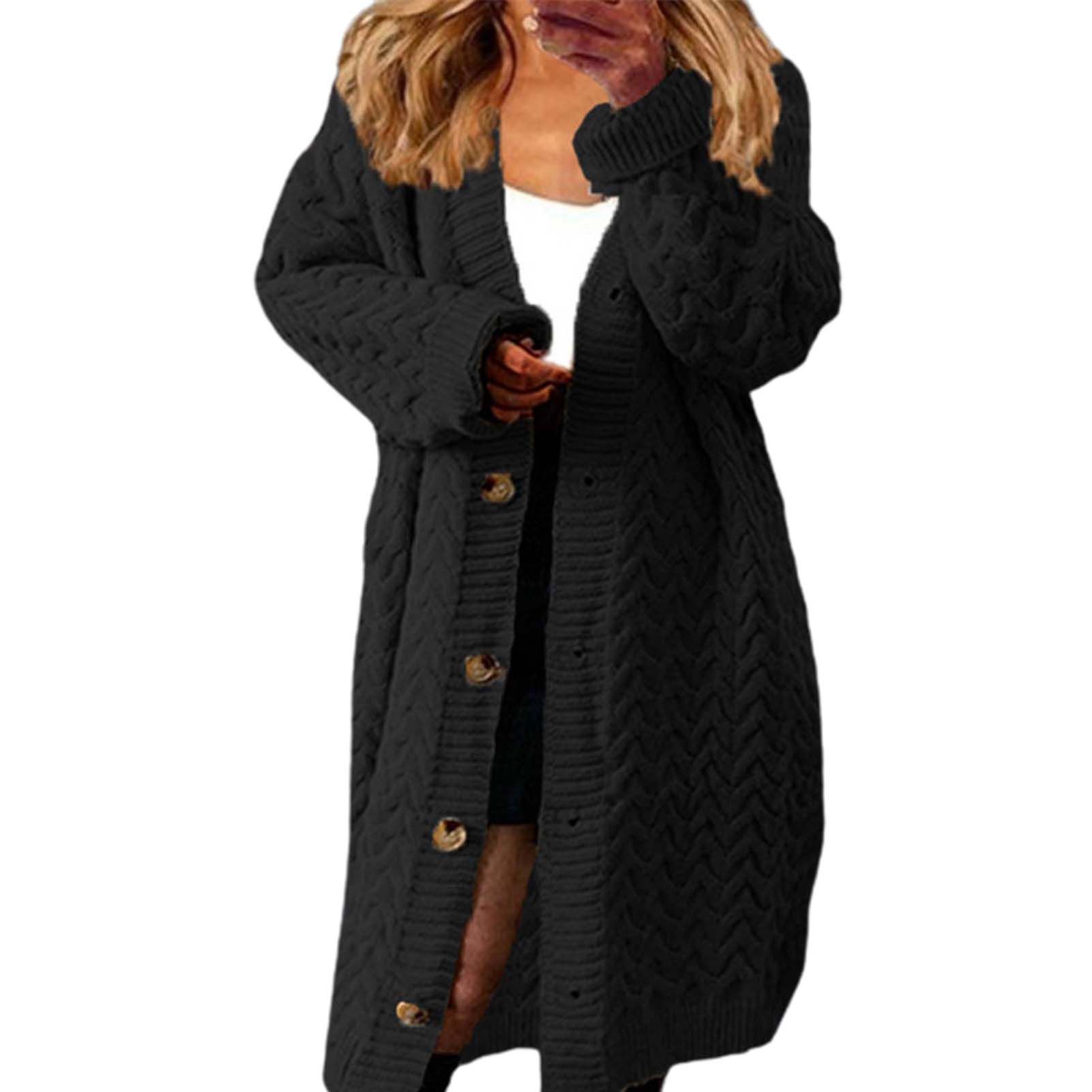 Knitted Cardigan Thickened Twist Solid Color Sweater Coat