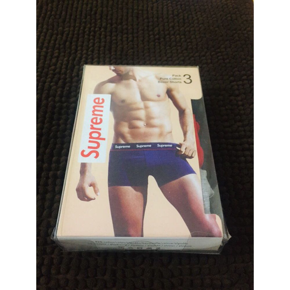 Supreme Pure Cotton Boxer Shorts Underwear for Men - 3 Pcs BOXED