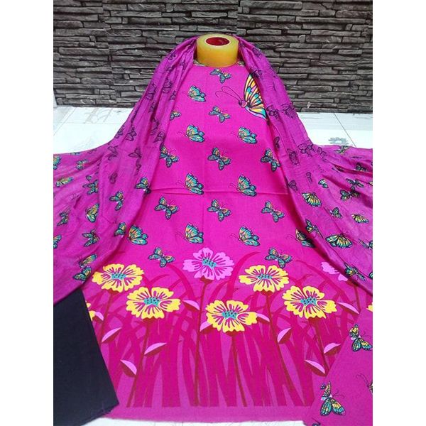Unstitched marron Color Cotton screen Printed Salwar Kameez for Women by AHS Fashion House