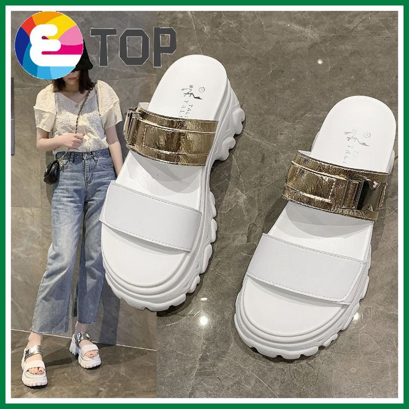 8CM/3.2 Inch Height Wedge Open Toes Women Slippers Fashion Slides Thick Bottom Beach Shoes Summer Versatile Shoes
