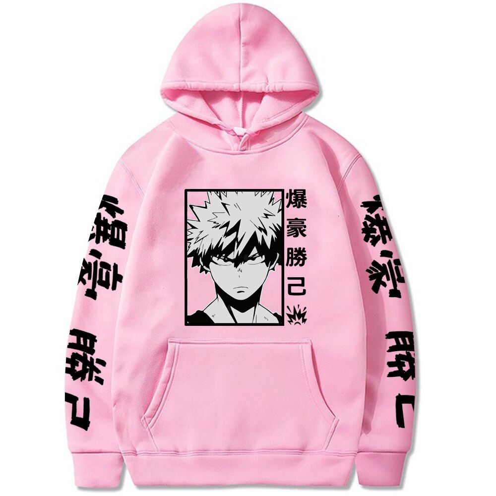 Harajuku My Hero Academia Hoodies Men Women Long Sleeve Sweatshirt Bakugou Katsuki Anime Black HoodiesTops Clothes