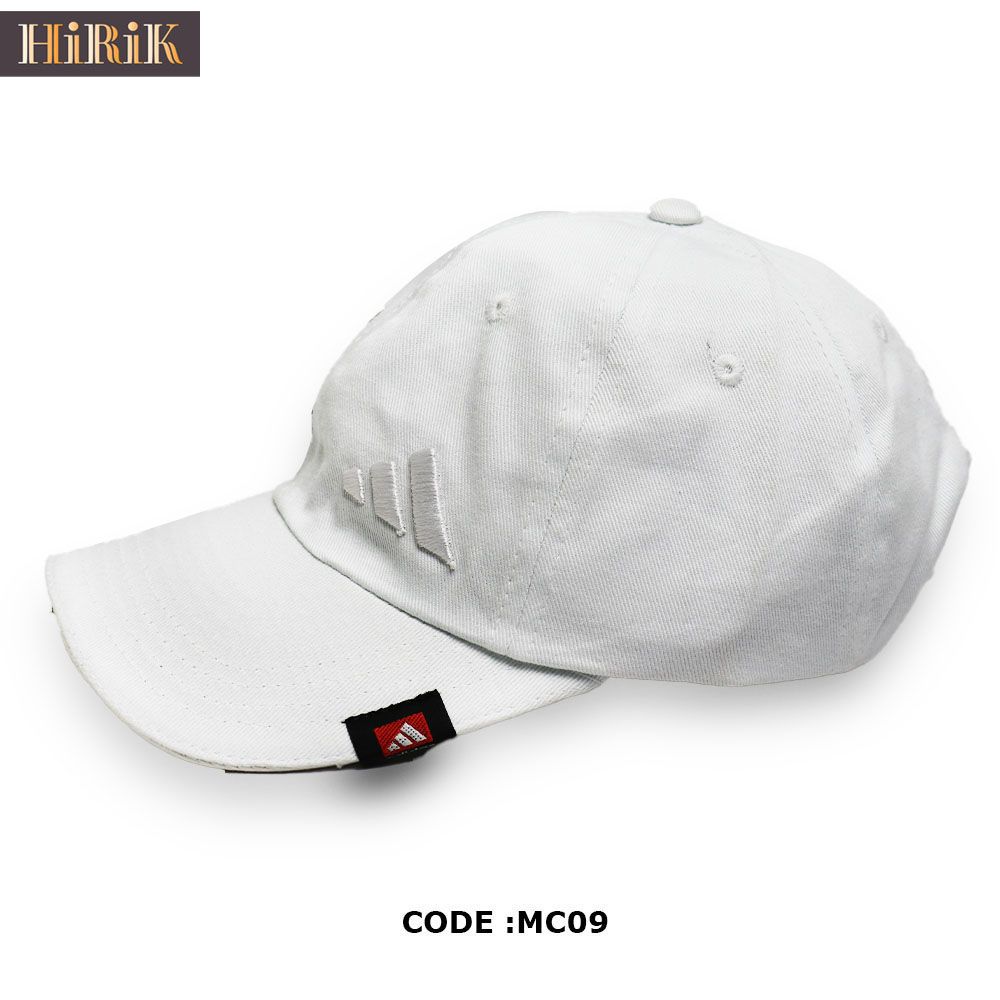 Men's White Pure Cotton Curve Visor Adjustable Cap