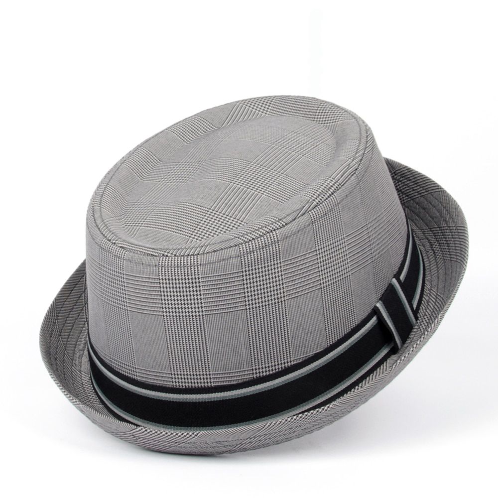 Men Leather Fedora Hat Gentleman Flat Pie Hat For Dad Bowler Church Jazz Hat Big 4Size S M L XL