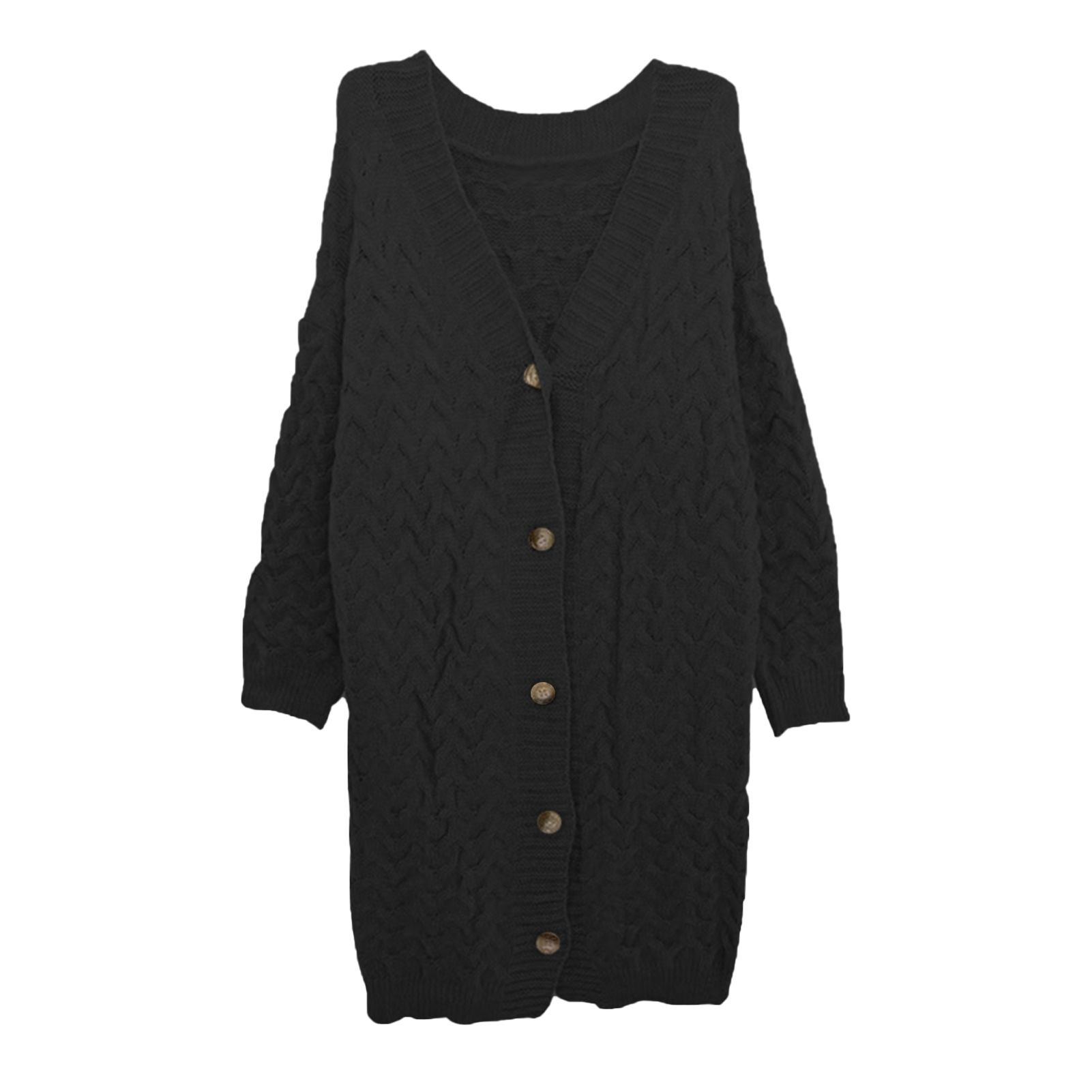 Sweater Jacket V Neck Thick Buttons Long Sweater Cardigan