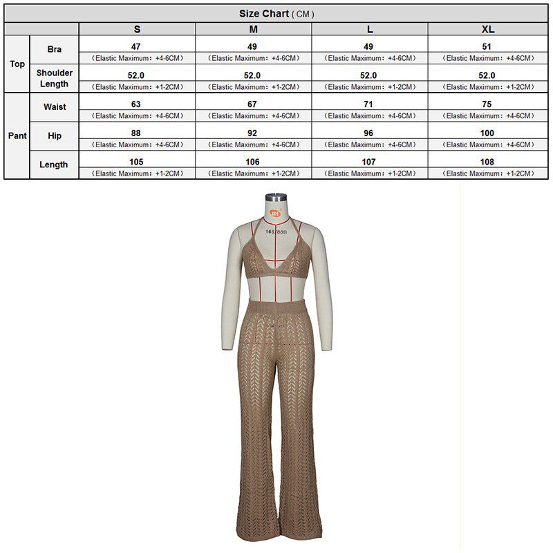 Stigende Women Summer Beach Knitted Hollow Out Pants See Through Mesh Crochet Flare Pant Bodycon Party Trousers Clubwear