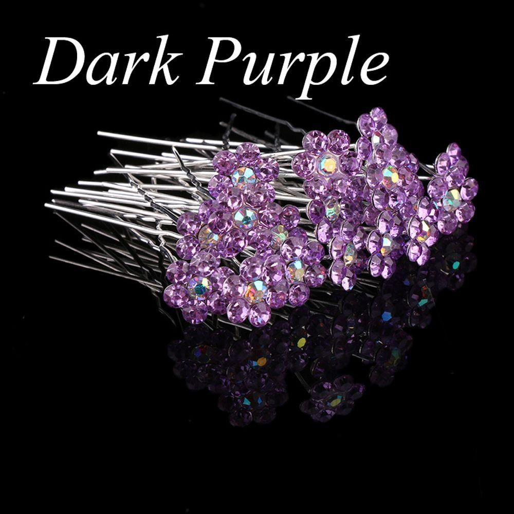 【ALLGOOD】20pcs Crystal  Flower Hair Pin Clips BriHairpins Women Wedding Bridal Headwear Hair Jewelry
