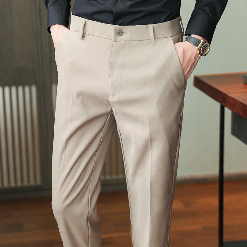 Formal Stretch Dress Trousers Male Autumn Straight Korea  Relaxed Classic Flat Front Black Business Office Suit Pant
