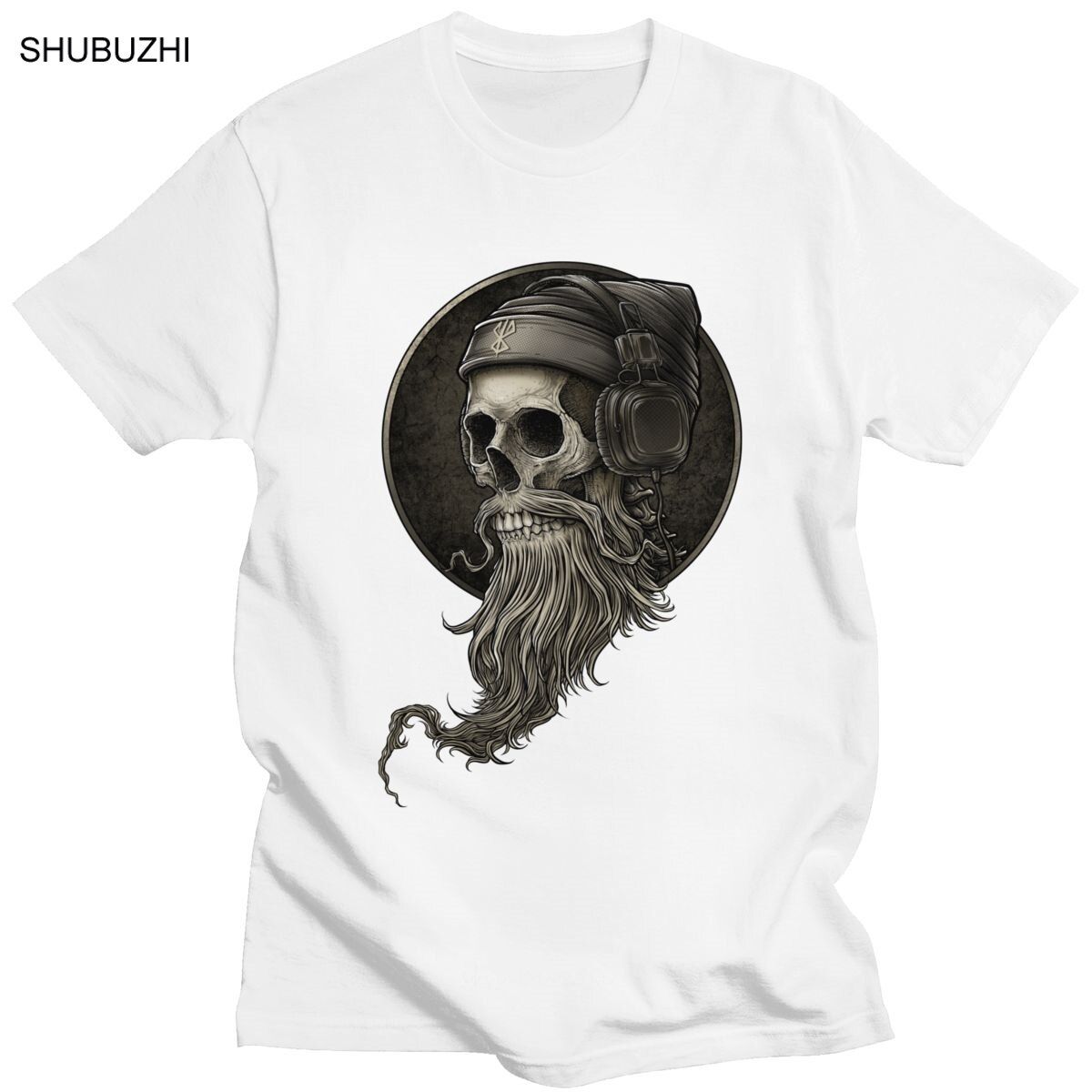 Winya No. 99 Skull Beard T Shirt Men Pure Cotton Viking Berserker T-shirt Short Sleeve Horror Gothic  Tee Fitted Clothing