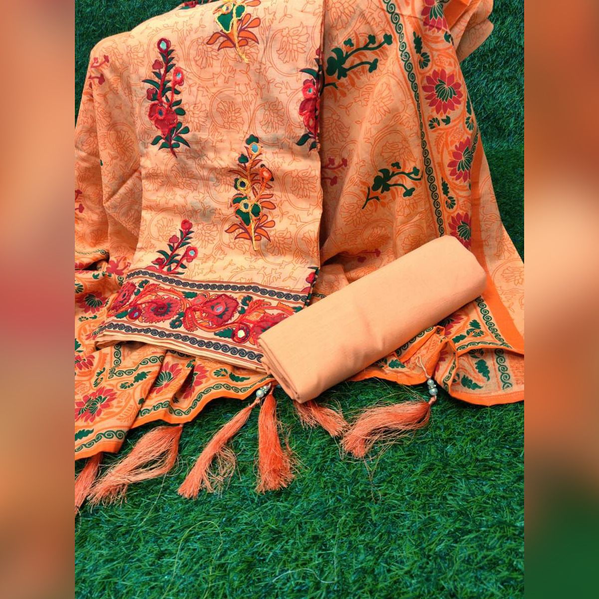 Mokka Special Color Tarcel Joypuri Ari Work Unstitched Three Piece (3 Piece)