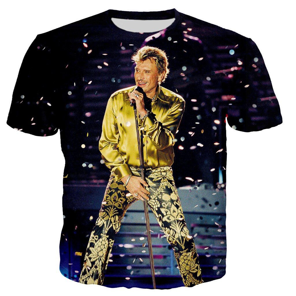 Rock  T-shirt Johnny Hallyday 3D Printed T-shirts Men Women Casual Streetwear Hop Clothes Harajuku Oversized Tee Tops