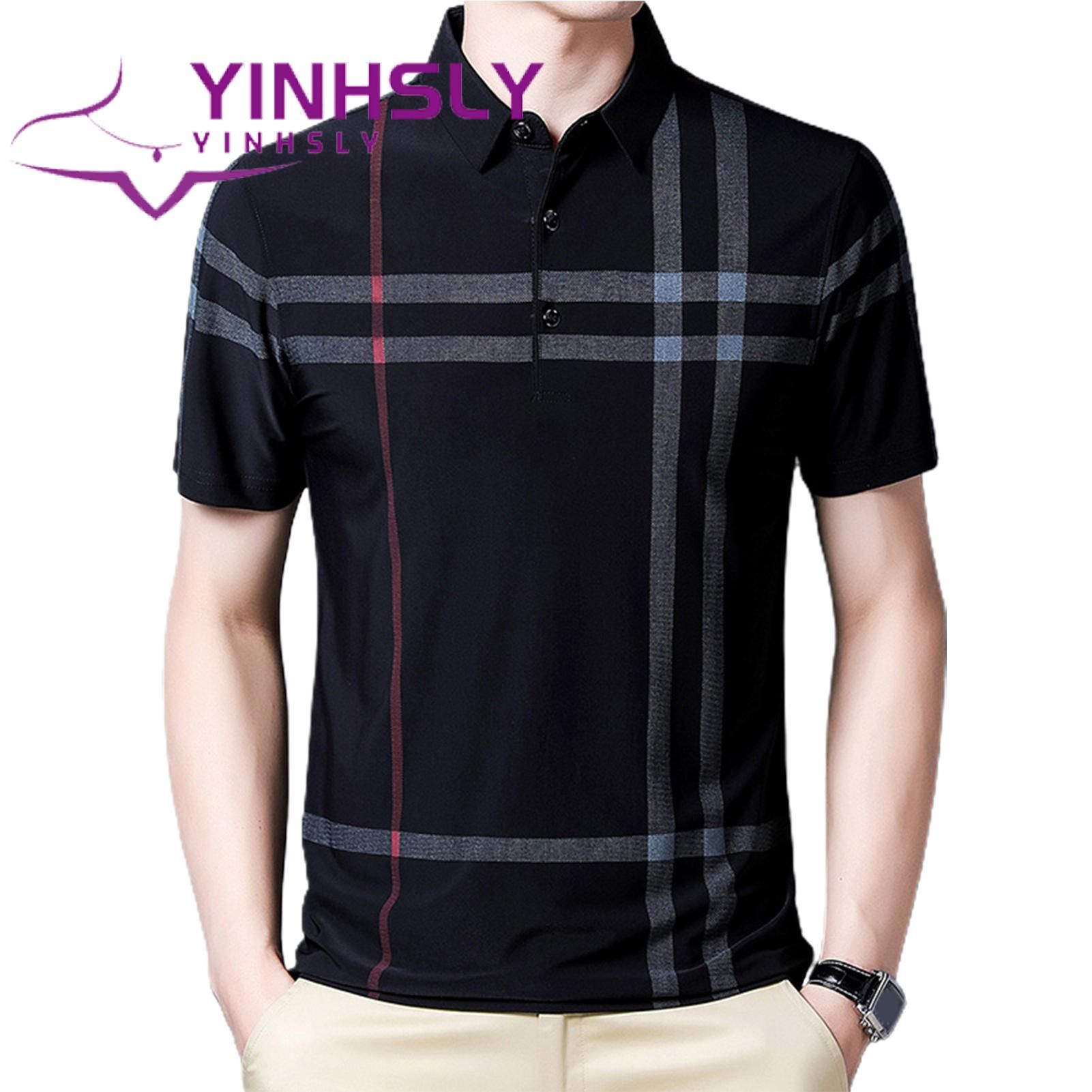 Men Business Shirt Mhine Washable Lapel Quick Dry Summer T-shirt