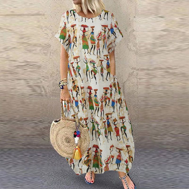 2021 ZANZEA Summer Vintage Long Dress Polka Dot Sundress Women O Neck Short Sleeve Baggy Kaftan Party Vestido Robe Femininas
