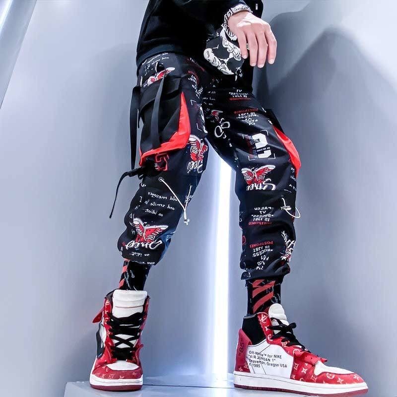 Gradient Hop Men Cargo Pants Streetwear Fashion Cotton Joggers Sweatpants Casual Harem Trousers Summer Harajuku Pants Men