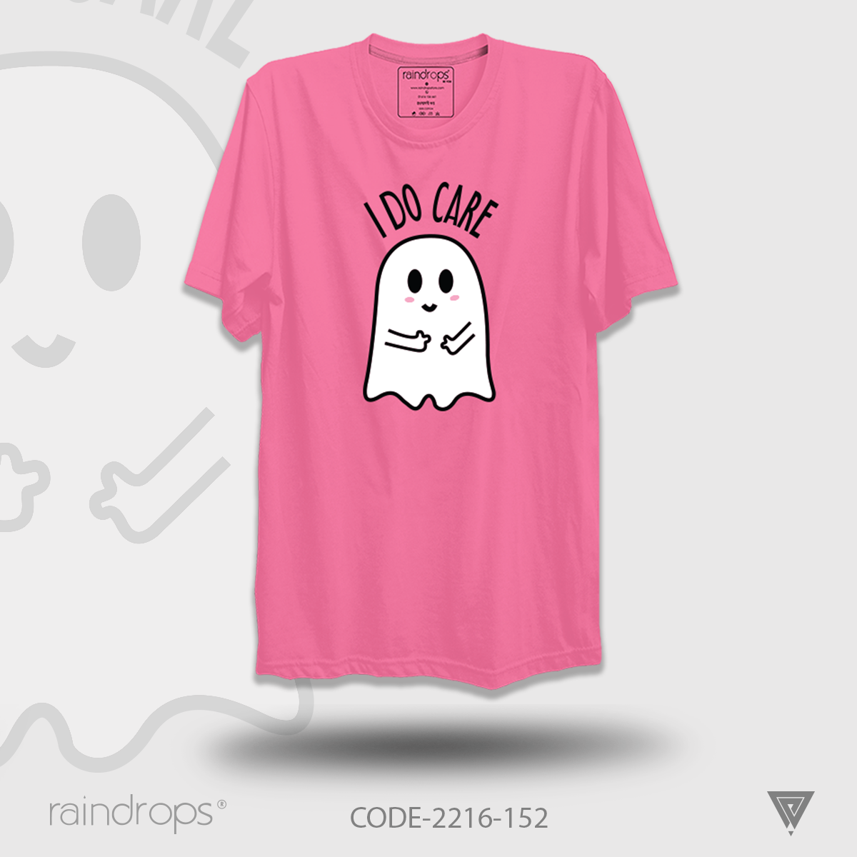 Raindrops Premium T-Shirt I Do Care Designed Half Sleeve Baby Pink T-Shirt For Men - Tshirt For Men