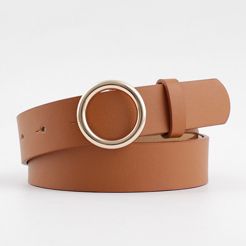 Loldeal 2.8x105cm Creative Style Snap Belt Women's Fashion Casual Decorative Jeans Round Buckle Belt Ins Style