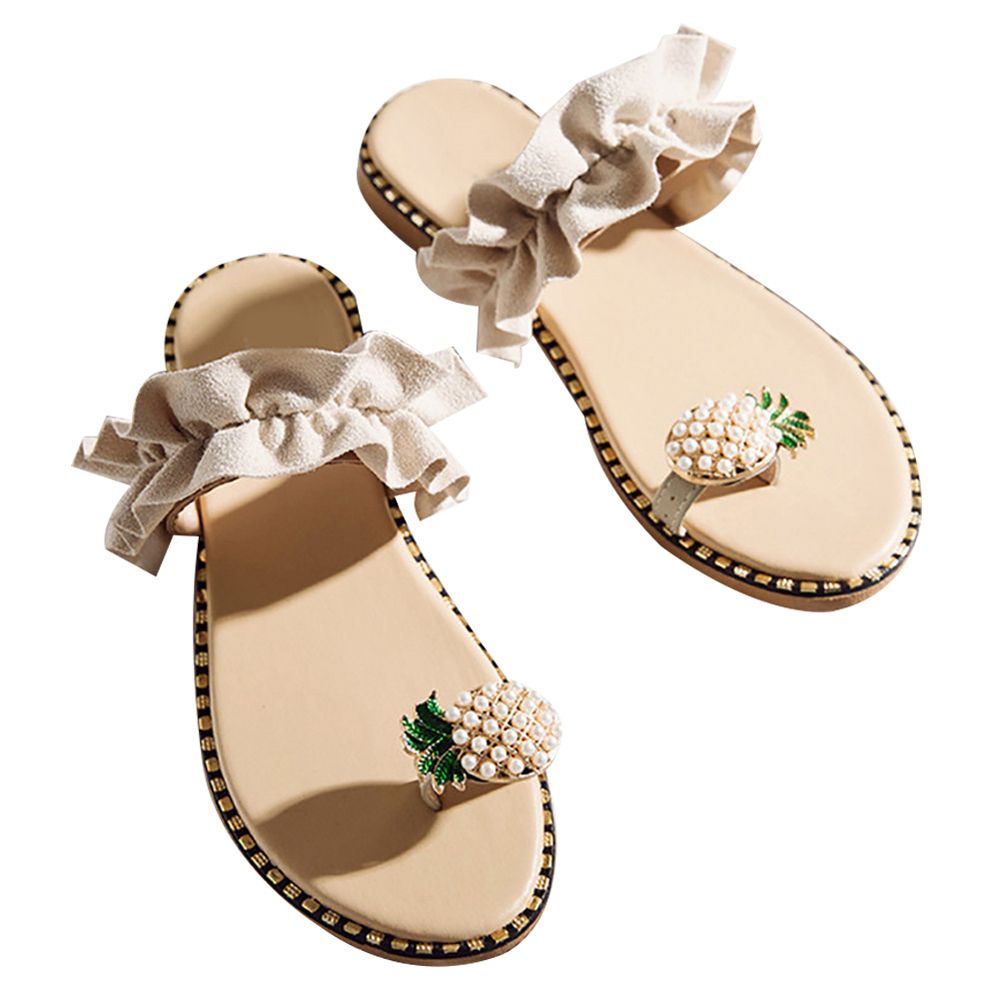 Summer Women Pineapple Flat Sandals Toe Flip Flops Slippers