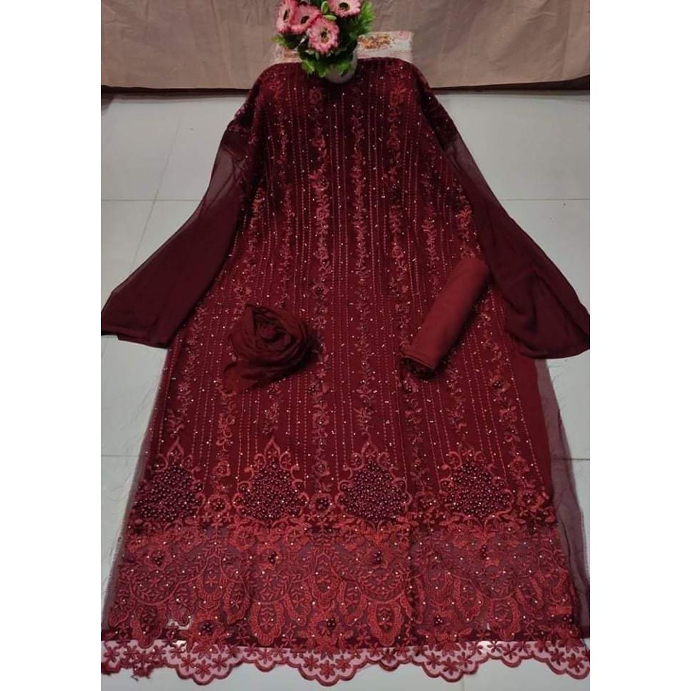Indian Excellent Georgette Embroidery and Karchupi Comfortable Salwar Kameez for Women [4piece]