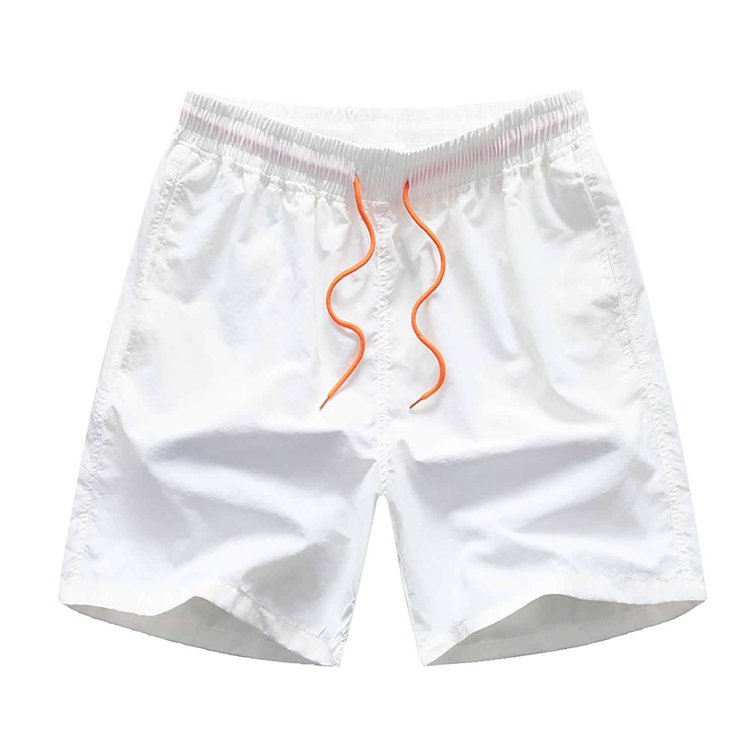 Solid Color Men Shorts Knee Length Soft Wide Leg Pockets Board Shorts Short Pants