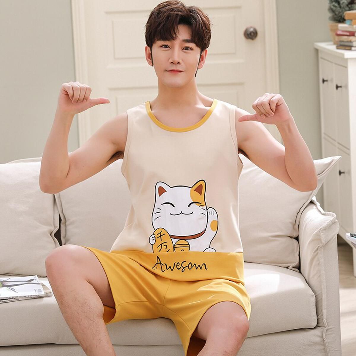 Couple vsleepware suit women summer pajamas Cotton plus Size 3XL 4XL Men Pyjamas female male Nightwear Pijama Homewear