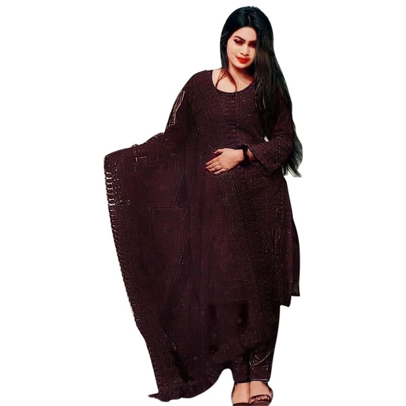 ইন্ডিয়ান স্টাইলিশ আনস্টিচড জর্জেট/জর্জেট সালোয়ার কামিজ ফোর পিস (4 পিস)