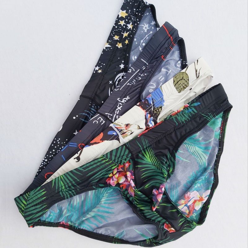 4pcs/Lot Men Sexy Briefs Printed Breathable Soft Cucea Underpants Man Comfortable Gay Pants Cueca Male Panties ST77-1