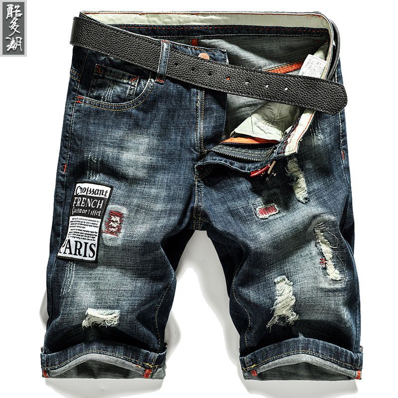 Hot Selling Men's Denim Shorts Straight Stretch Five-point Pants Loose Denim Shorts