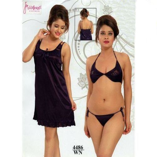 Black three part night dress - Night Dress For Women - Night Dress For Women