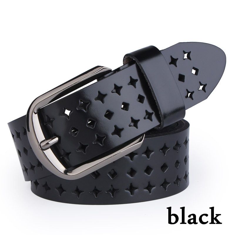 COWATHER 2019 Women Cow leather belts hollow Korea fashion for women female pin buckle belt NQSK002 length 100-125CM