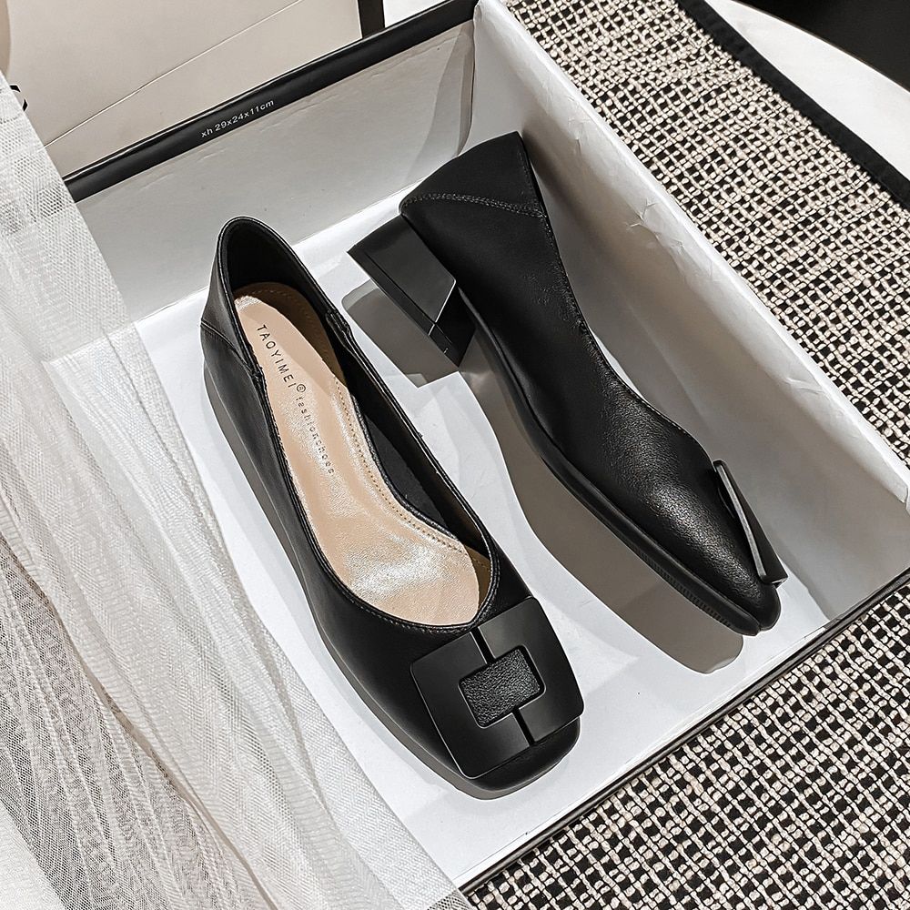 Woman Shoes Medium Heel Ladies Women's Shoes Heels Comfort Women Pumps Online Sale Black New