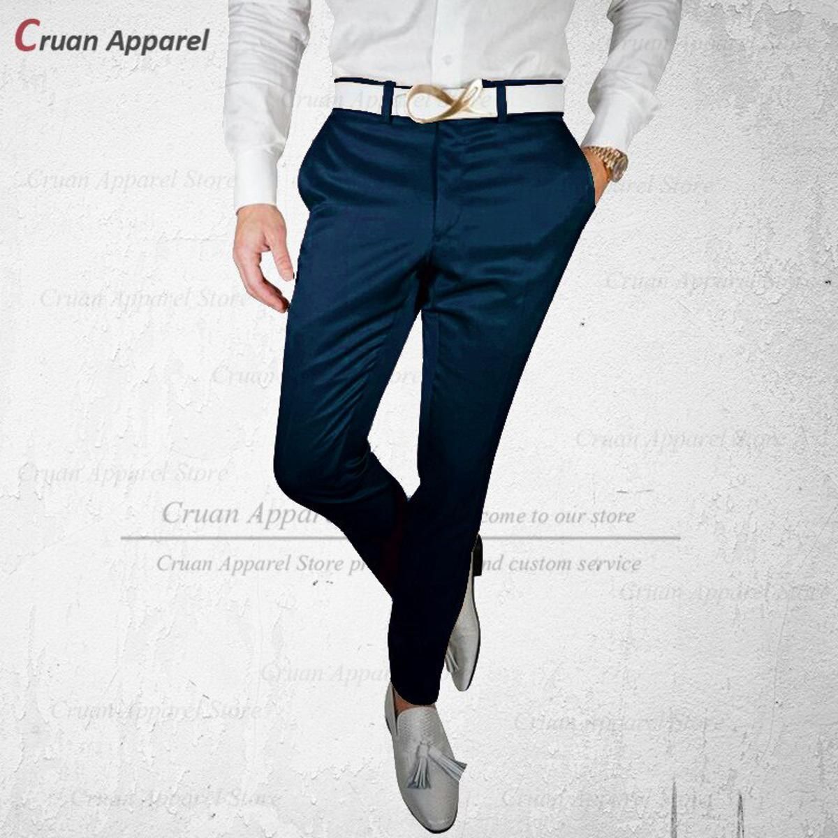 Latest Luxury Pink Satin Shiny Men's Suit Pants Slim Fit Formal Business Male Pants Tailor-made Groomsmen Groom Wedding Trousers