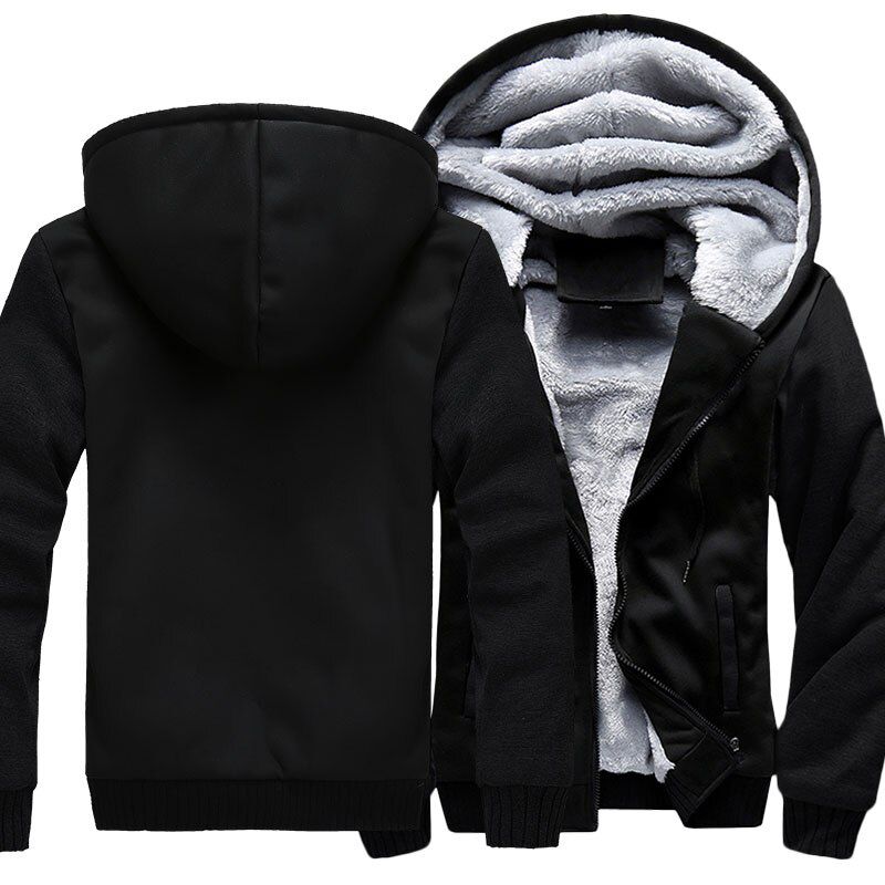US Size for HD Skull Logo Coat Zipper Hoodie Winter Fleece Unisex Thicken Jacket