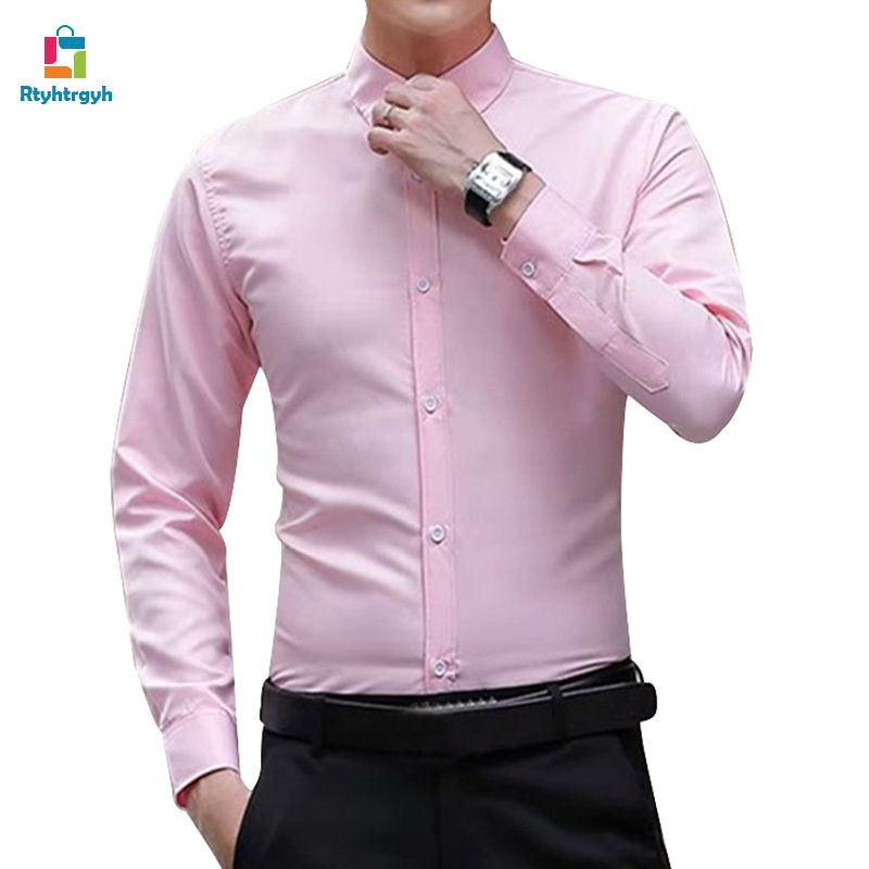 Men Long Sleeve Shirts Slim Fit Solid Business Formal Shirts for Autumn rtyhtrgyht