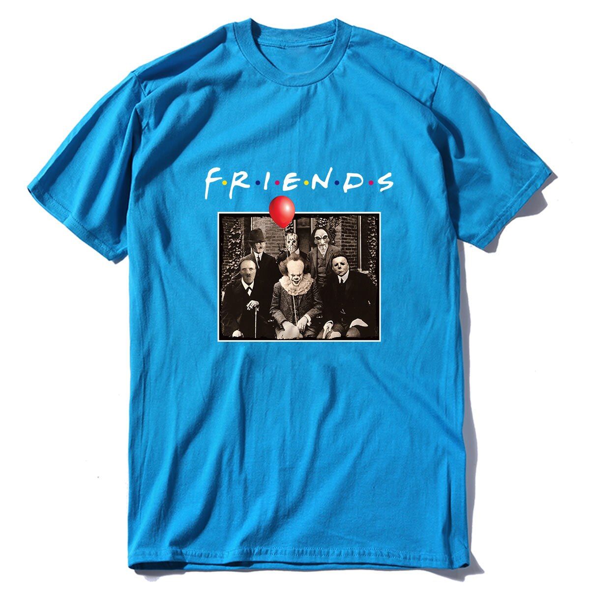 100% Cotton T-shirt Horror Friends Pennywise Michael Myers Jason Voorhees Halloween Men T-Shirt Cotton Tshirts for men and women